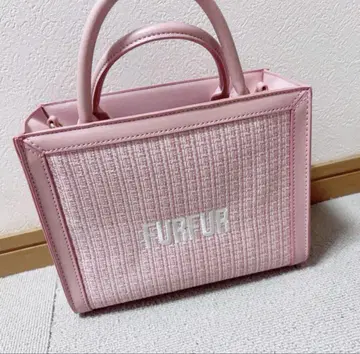 FURFUR 핑크 핸드백 2way 트위드 로고