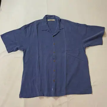 Tommy Bahama 타미힐피거 반팔 셔츠 실크 오픈 카라 XL 블루