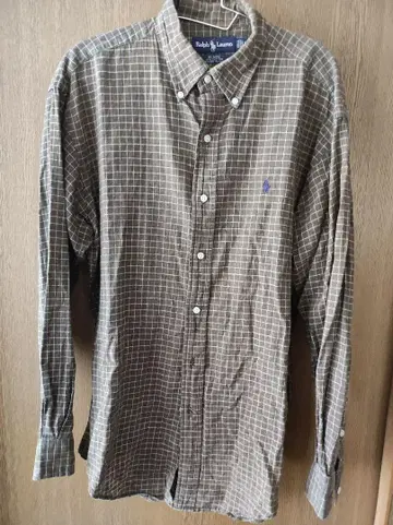 Ralph Lauren 린넨 긴팔 체크 셔츠 M
