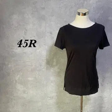 45R 티셔츠 스트레치 슬릿 무지 코튼 블랙 M 4111