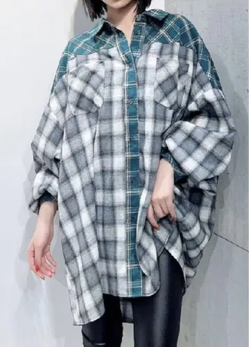 GYDA 체크 믹스 빅 셔츠