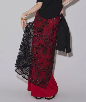 yae Flower spangle wrap skirt 블랙 완판템