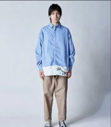 rehacer 레어 셀 정원 스트라이프 셔츠 자켓