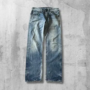 스트레이트 데님 남성용 빈티지 수염 허니컴 데미지 아메카지 구제 의류