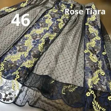 새상품급 빅 사이즈 46 로즈 티아라 허리 밴딩 자수 스커트