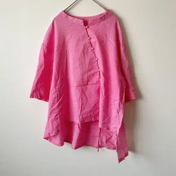 아낙 비대칭 디자인 풀오버 L 핑크 루즈한 상의