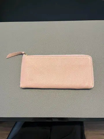 핑크 가죽 지퍼 장지갑