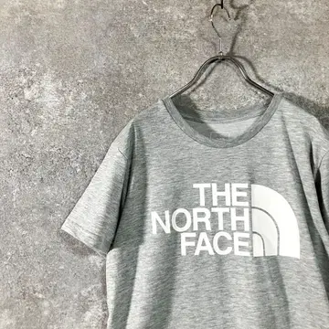 THE NORTH FACE 티셔츠 그레이 U넥 로고 프린트 심플