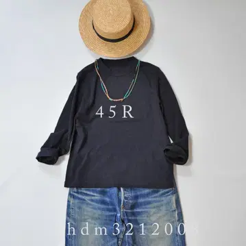 새상품급 45R 도깍 천축 사각 티셔츠 네이비