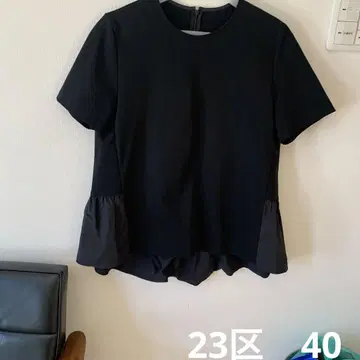 23구 블랙 프릴 밑단 반팔 탑 페플럼 반팔 티셔츠