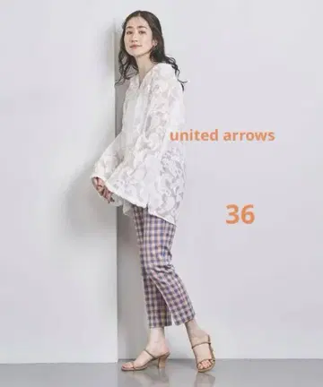 UNITED ARROWS 샤이니 깅엄 체크 슬림 팬츠