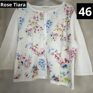 새상품급 빅 사이즈 46 로즈 티아라 꽃무늬 가디건