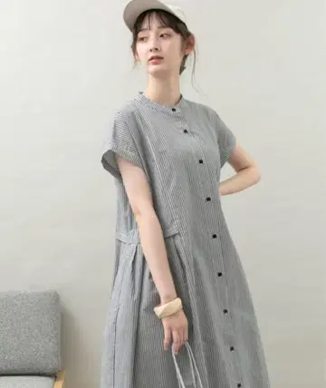 어반 리서치 lab 허리 턱 셔츠 원피스 블랙