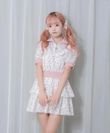 허니시나몬 원피스 미니 꽃무늬 셋업 핑크