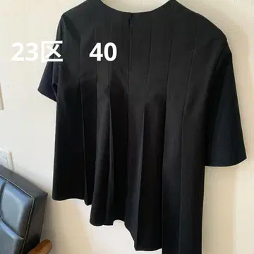 23구 40 블랙 플리츠 디자인 반팔 상의 티셔츠