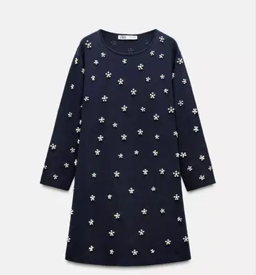 ZARA 자라 모조 진주 미니 원피스 네이비 택 포함 미사용 새상품
