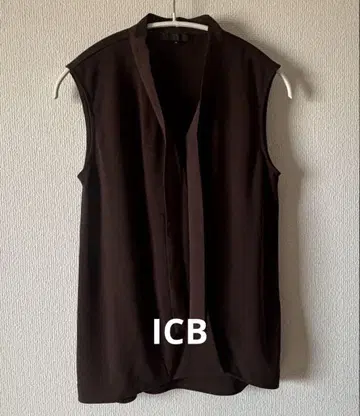 ICB 다크 브라운 슬리브리스 리본 타이 셔츠 S