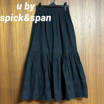 u by spick&span 자수 롱 스커트 블랙