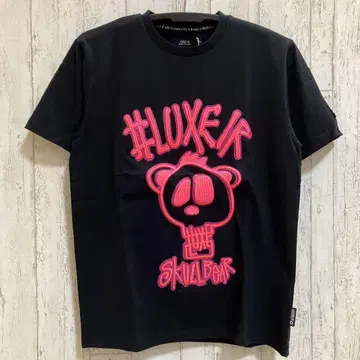 LUXE/R 스컬 베어 자수 반팔 티셔츠