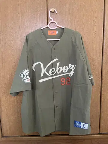 Keboz 반팔 베이스볼 셔츠 L 사이즈 올리브 그린
