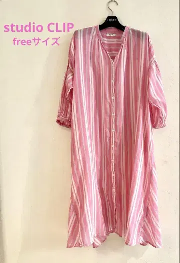 스튜디오 클립 밴드 카라 인도 면 셔츠 원피스 핑크