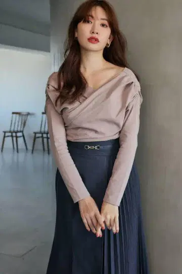 비대칭 코튼 블렌드 제리 탑