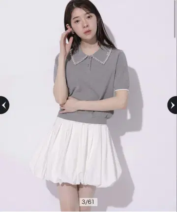 리랜드트루 펄 컬러 폴로 니트 그레이