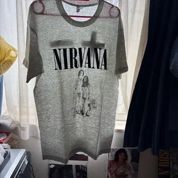 정품 미국산! 존 레논 & 오노 요코 NIRVANA 그레이 티셔츠