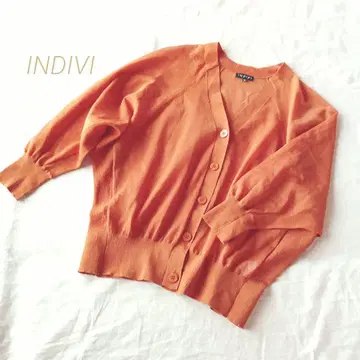 INDIVI 오버 사이즈 루즈한 시어 가디건