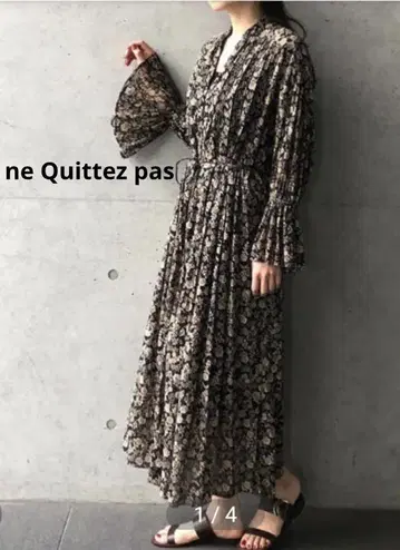 누키테파 ne Quittez pas 코튼 보일 핀턱 원피스 꽃