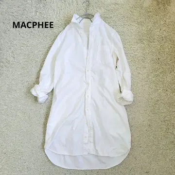 MACPHEE 맥피 긴팔 셔츠 롱 기장 화이트 38 M 사이즈
