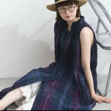 Lupilien 루피리안 믹스 체크 슬리브리스 원피스 인도