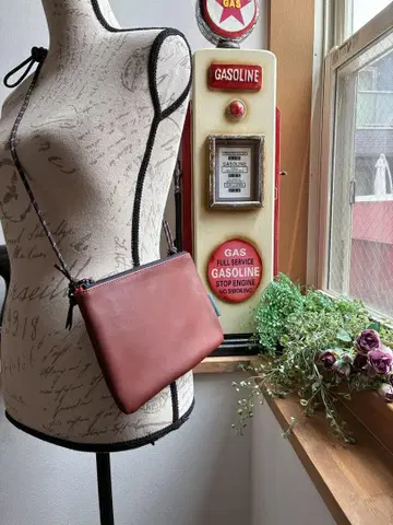 일본제 버건디 가죽 사코슈 가죽 백 미니 숄더 파우치