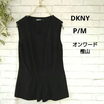 DKNY 블랙 슬리브리스 드레이프 절제된 페플럼 튜닉 P/M