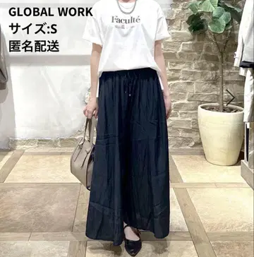 GLOBAL WORK 사라사라 릴랙스 플레어 와이드 팬츠 S