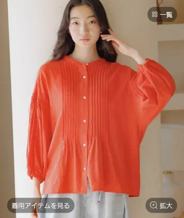 니코앤드 [새상품] 컴포트 린넨 턱 블라우스 레드 M