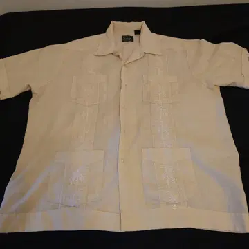 쿠바 셔츠 GUAYABERA 야자수 자수 베이지