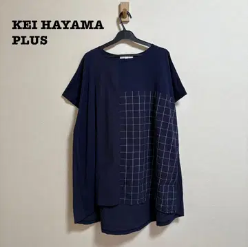 KEI HAYAMA PLUS 이소재 절개 튜닉 네이비 체크