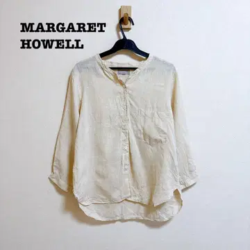 MARGARET HOWELL 린넨 100% 오픈 카라 셔츠 블라우스
