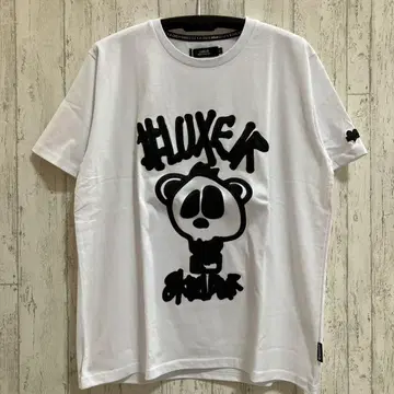 LUXE/R 스컬 베어 자수 반팔 티셔츠