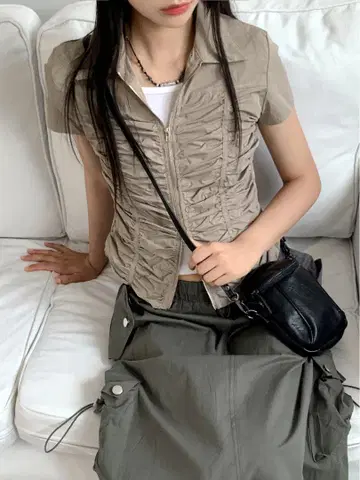 amood 상의 더블 지퍼 소녀나라 sona