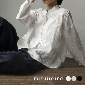 mizuiroind 미즈이로 인드 레이스 스탠드 카라 와이드 셔츠
