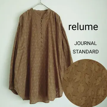 relume 자카드 셔츠 밴드 카라 싸개 버튼 면 100%