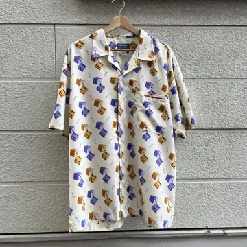 USED USA 구제 의류 주사위 반팔 오픈 카라 셔츠 L 빈티지