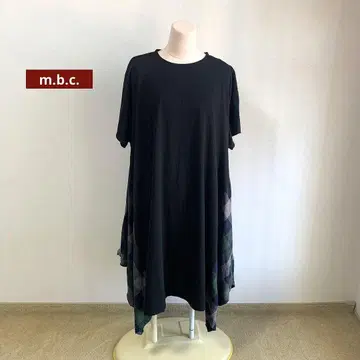 빅 사이즈 4L m.b.c. 반팔 롱 원피스 블랙