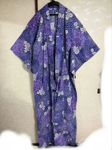 유카타 보라색 꽃무늬