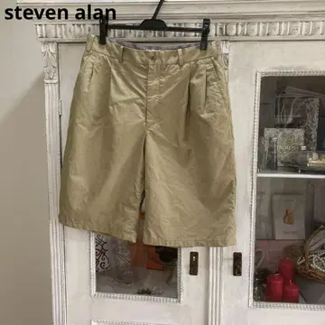 새상품 스티븐 앨런 숏 팬츠 L 베이지 와이드 턱