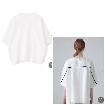 택 포함 새상품 화이트 반팔 상의 백 라인