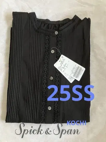 Spick and Span 케미컬 레이스 프렌치 블라우스 블랙
