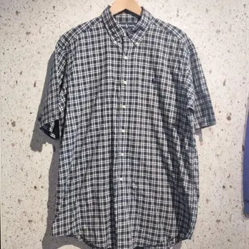 90s RALPH LAUREN 체크 무늬 버튼 다운 셔츠 반팔